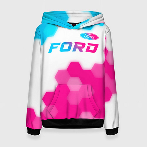 Женская толстовка Ford neon gradient style посередине / 3D-Черный – фото 1