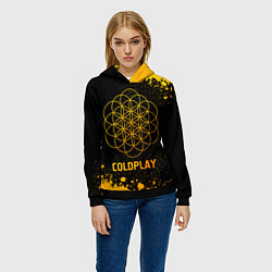 Толстовка-худи женская Coldplay - gold gradient, цвет: 3D-черный — фото 2
