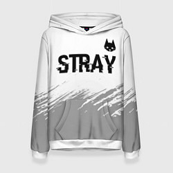 Толстовка-худи женская Stray glitch на светлом фоне посередине, цвет: 3D-белый