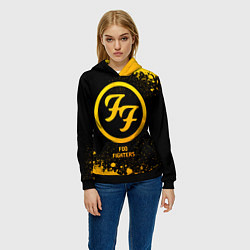 Толстовка-худи женская Foo Fighters - gold gradient, цвет: 3D-черный — фото 2