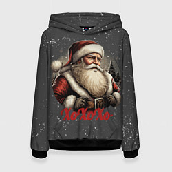 Толстовка-худи женская Санта лого, цвет: 3D-черный