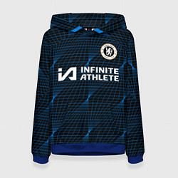 Толстовка-худи женская ФК Челси форма 23-24 гостевая, цвет: 3D-синий