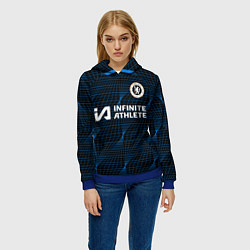 Толстовка-худи женская ФК Челси форма 23-24 гостевая, цвет: 3D-синий — фото 2