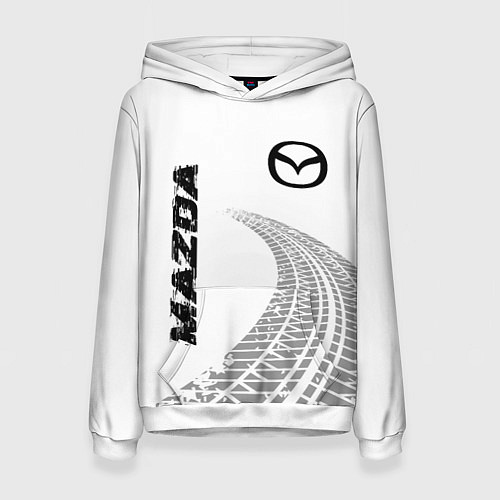 Женская толстовка Mazda speed на светлом фоне со следами шин вертика / 3D-Белый – фото 1