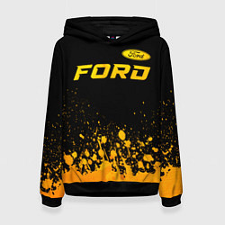 Толстовка-худи женская Ford - gold gradient посередине, цвет: 3D-черный