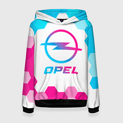 Толстовка-худи женская Opel neon gradient style, цвет: 3D-черный