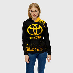 Толстовка-худи женская Toyota - gold gradient, цвет: 3D-черный — фото 2