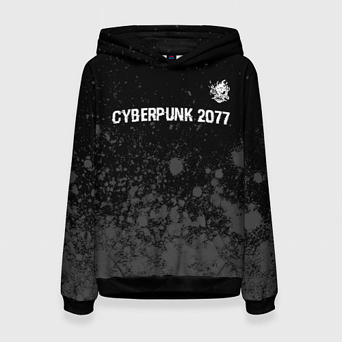 Женская толстовка Cyberpunk 2077 glitch на темном фоне посередине / 3D-Черный – фото 1