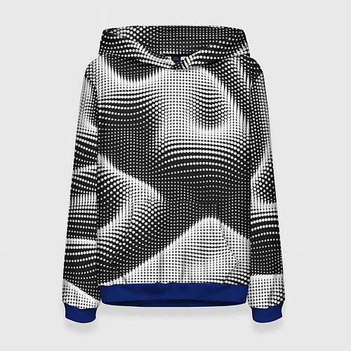 Женская толстовка Чёрно белый точечный абстрактный фон / 3D-Синий – фото 1