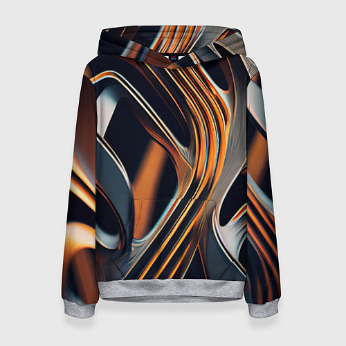 Женская толстовка Слияние красок оранжевого и чёрного абстракция / 3D-Меланж – фото 1