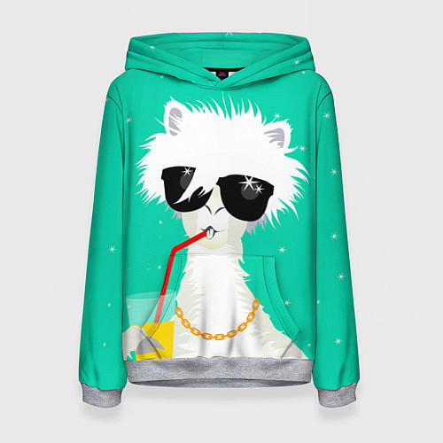 Женская толстовка Лама - альпака на чиле / 3D-Меланж – фото 1