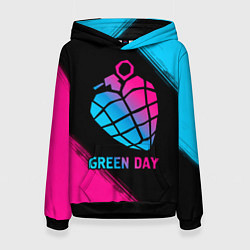 Толстовка-худи женская Green Day - neon gradient, цвет: 3D-черный