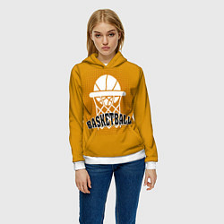 Толстовка-худи женская Basketball - кольцо и мяч, цвет: 3D-белый — фото 2