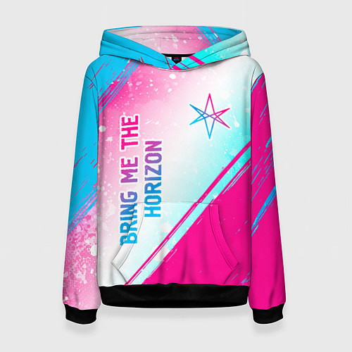 Женская толстовка Bring Me the Horizon neon gradient style вертикаль / 3D-Черный – фото 1