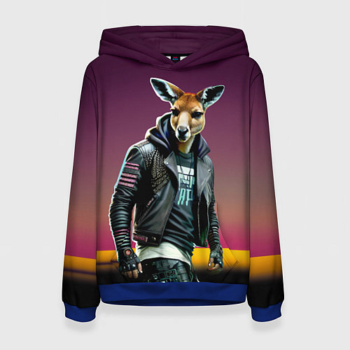 Женская толстовка Cool kangaroo - ai art / 3D-Синий – фото 1