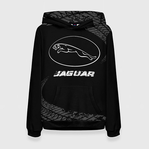 Женская толстовка Jaguar speed на темном фоне со следами шин / 3D-Черный – фото 1