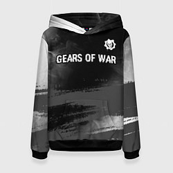 Толстовка-худи женская Gears of War glitch на темном фоне посередине, цвет: 3D-черный