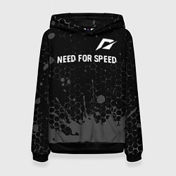 Толстовка-худи женская Need for Speed glitch на темном фоне посередине, цвет: 3D-черный