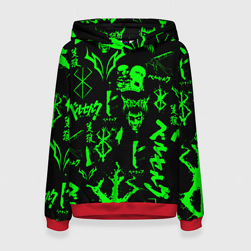 Женская толстовка Berserk neon green / 3D-Красный – фото 1