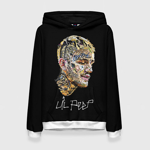 Женская толстовка Lil Peep mosaic rap / 3D-Белый – фото 1