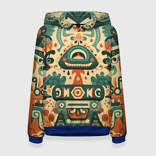 Женская толстовка Абстрактный узор в мексиканском фолк-арт стиле / 3D-Синий – фото 1