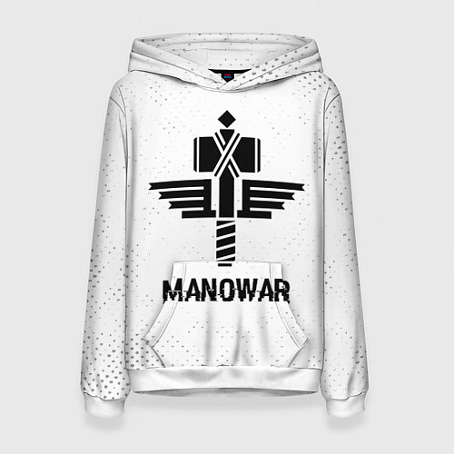 Женская толстовка Manowar glitch на светлом фоне / 3D-Белый – фото 1