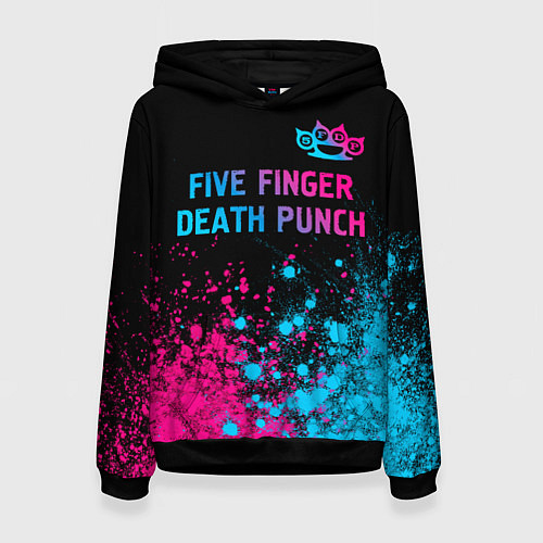 Женская толстовка Five Finger Death Punch - neon gradient посередине / 3D-Черный – фото 1