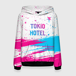 Толстовка-худи женская Tokio Hotel neon gradient style посередине, цвет: 3D-черный