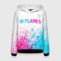 Толстовка-худи женская In Flames neon gradient style посередине, цвет: 3D-черный