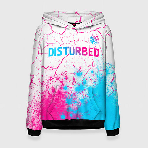 Женская толстовка Disturbed neon gradient style посередине / 3D-Черный – фото 1