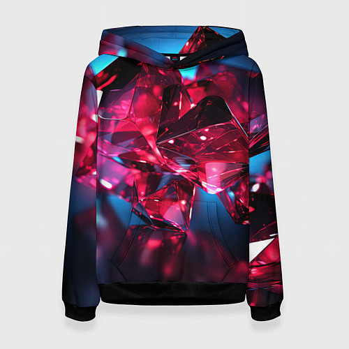 Женская толстовка Стеклянные красные камни / 3D-Черный – фото 1