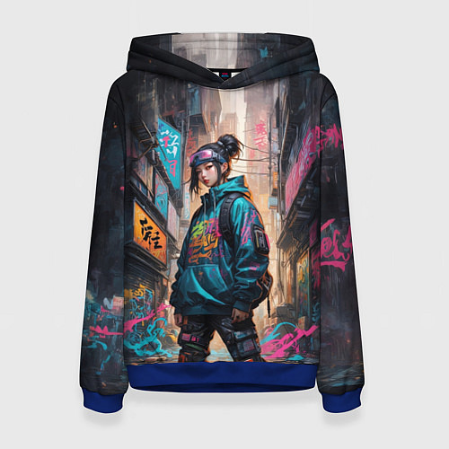 Женская толстовка Японская девушка в худи / 3D-Синий – фото 1