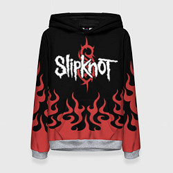 Толстовка-худи женская Slipknot в огне, цвет: 3D-меланж