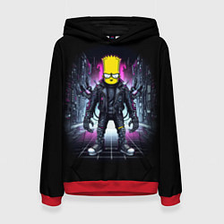 Толстовка-худи женская Cool Bart Simpson - cyberpunk - ai art, цвет: 3D-красный