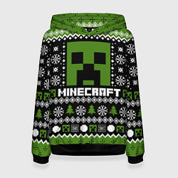 Толстовка-худи женская Minecraft christmas sweater, цвет: 3D-черный