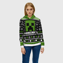 Толстовка-худи женская Minecraft christmas sweater, цвет: 3D-белый — фото 2