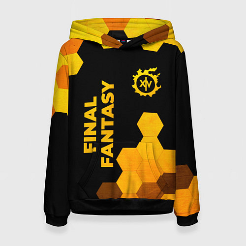 Женская толстовка Final Fantasy - gold gradient вертикально / 3D-Черный – фото 1