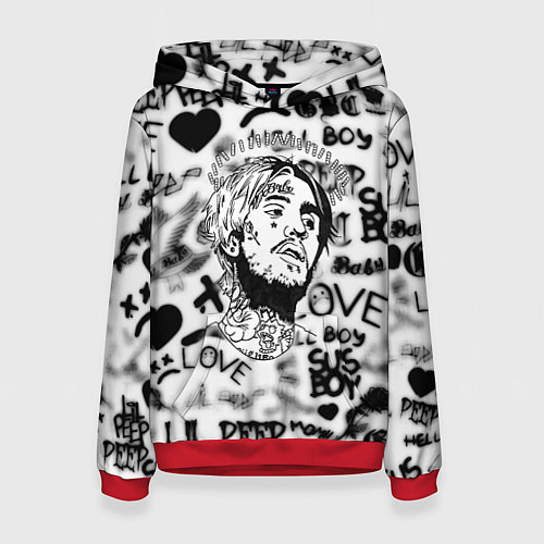 Женская толстовка Lil peep автограф / 3D-Красный – фото 1