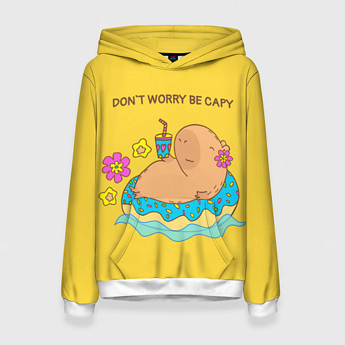 Женская толстовка Капибара dont worry be capy / 3D-Белый – фото 1