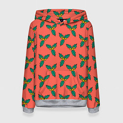 Толстовка-худи женская Ягоды остролиста, цвет: 3D-меланж