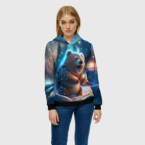 Женская толстовка Полярный мишка / 3D-Черный – фото 3