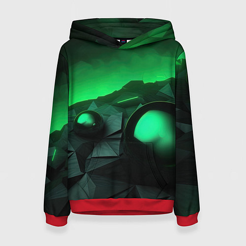 Женская толстовка Асимметрия растительного узора / 3D-Красный – фото 1