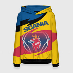 Толстовка-худи женская Scania logo, цвет: 3D-черный
