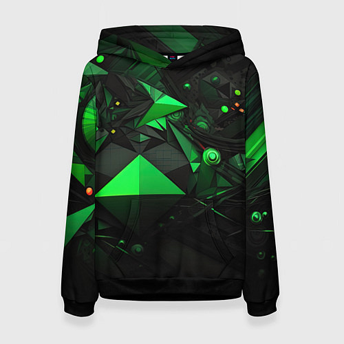 Женская толстовка Абстрактный лабиринт зелени / 3D-Черный – фото 1