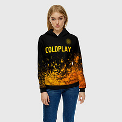 Толстовка-худи женская Coldplay - gold gradient посередине, цвет: 3D-черный — фото 2