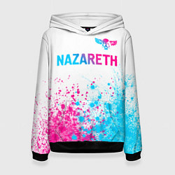 Толстовка-худи женская Nazareth neon gradient style посередине, цвет: 3D-черный