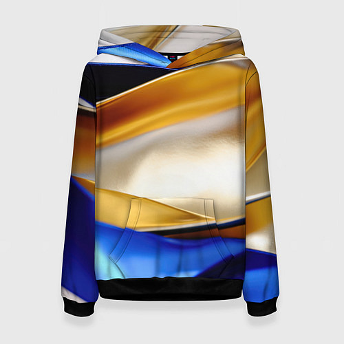Женская толстовка Белая желтая синяя абстракция / 3D-Черный – фото 1