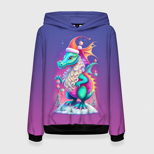 Женская толстовка Новогодний дракончик - нейросеть / 3D-Черный – фото 1