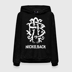 Толстовка-худи женская Nickelback glitch на темном фоне, цвет: 3D-черный