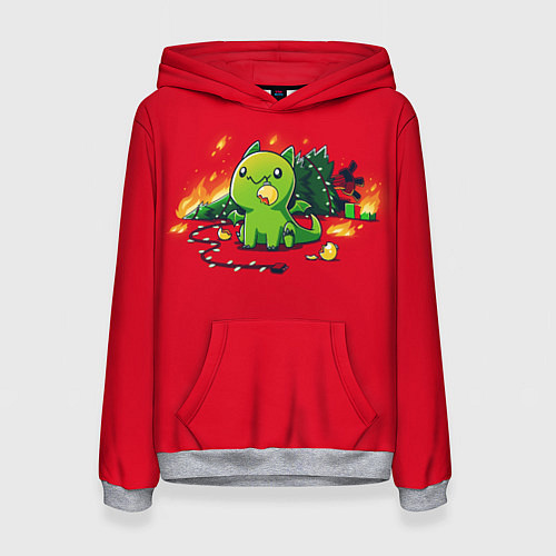 Женская толстовка Новогодний кото-дракон / 3D-Меланж – фото 1